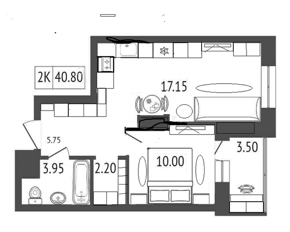 
  Продам 2-комн. квартиру, 40.8 м², ЖК На Дудинской, дом 4
. Фото 22.