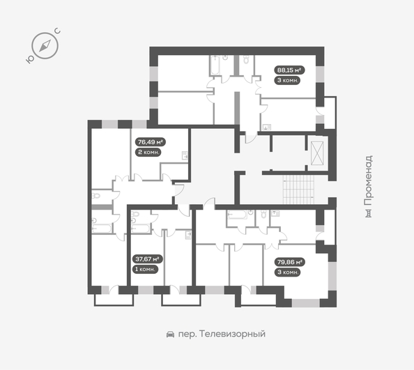 
  Продается 2-комн. квартира 76.8 м², в ЖК ОКТА, дом 1. Фото 5.