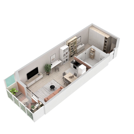 
  Продается студия 42.87 м², в ЖК Аллея Парк, 1 этап. Фото 6.