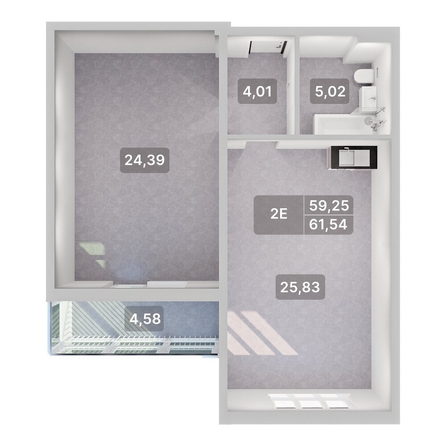 
  Продается 2-комн. квартира 61.54 м², в ЖК Аллея Парк, 1 этап. Фото 3.