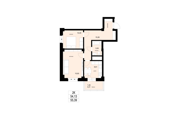 
  Продается 2-комн. квартира 55.39 м². Фото 1.