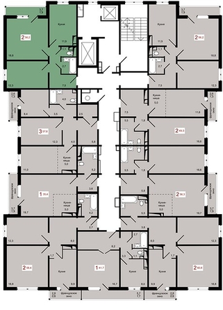 
  Продается 2-комн. квартира 56.2 м², в ЖК КБС. Берег, дом 7 строение 2. Фото 2.