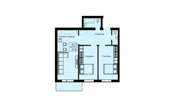 
  Продается 3-комн. квартира 74 м², в ЖК Космос. Фото 1.