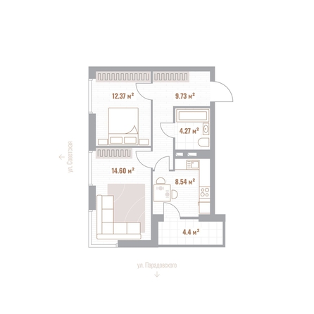 
  Продается 2-комн. квартира 51.71 м², в ЖК Николаевские кварталы. Фото 1.