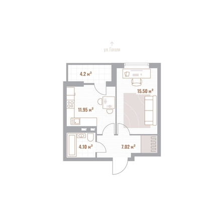 
  Продается 1-комн. квартира 40.67 м², в ЖК Николаевские кварталы. Фото 1.