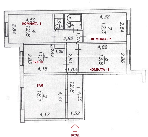 
  Продам 4-комн. квартиру 85 м². Фото 1.