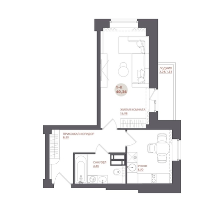 
  Продается 1-комн. квартира 40.24 м², в ЖК Звезда. Фото 1.