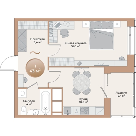 
  Продается 1-комн. квартира 43 м², в ЖК Небо над Енисеем. Фото 2.