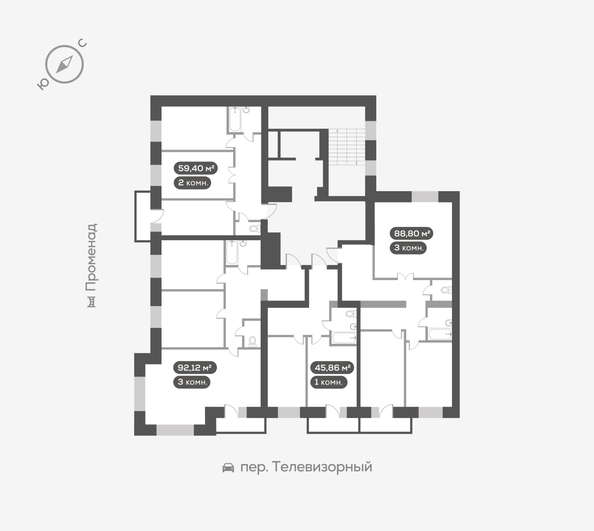 
  Продается 3-комн. квартира 88.8 м², в ЖК ОКТА, дом 2. Фото 5.