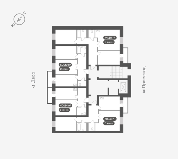
  Продается 2-комн. квартира 70.2 м², в ЖК ОКТА, дом 1. Фото 5.