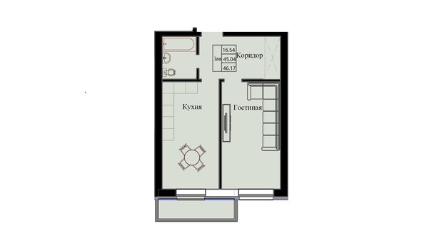 
  Продается 1-комн. квартира 46.17 м², в ЖК Космос. Фото 1.