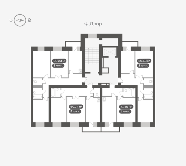 
  Продается 3-комн. квартира 80.23 м², в ЖК Вверх, дом 1. Фото 5.