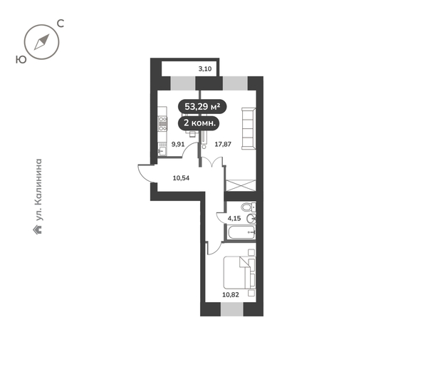 
  Продается 2-комн. квартира 53.29 м², в ЖК Времена, 1 этап. Фото 6.