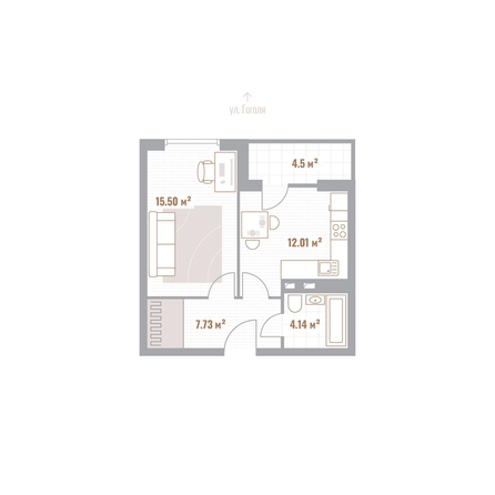 
  Продается 1-комн. квартира 41.58 м², в  Николаевские кварталы, Воскресенский. Фото 1.