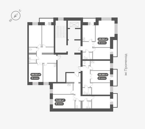 
  Продается 2-комн. квартира 70.3 м², в ЖК ОКТА, дом 1. Фото 5.