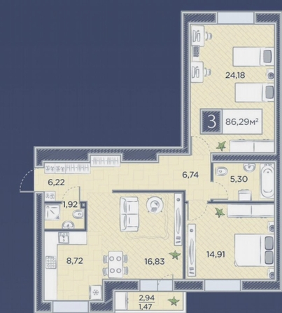 
  Продается 3-комн. квартира 86.3 м², в ЖК Преображенский, дом 6. Фото 2.