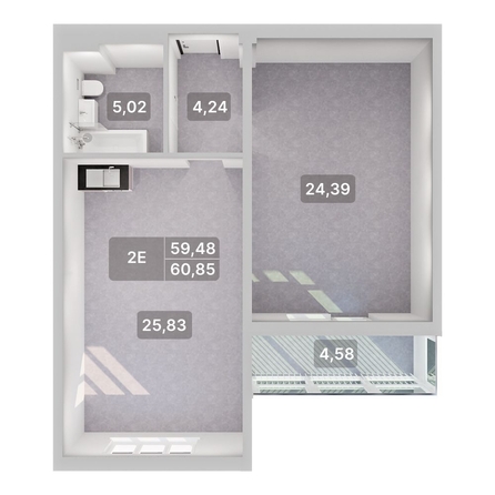 
  Продается 2-комн. квартира 61.73 м², в ЖК Аллея Парк, 1 этап. Фото 2.