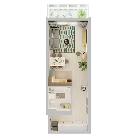 
  Продается студия 42.87 м², в ЖК Аллея Парк, 3 этап. Фото 1.