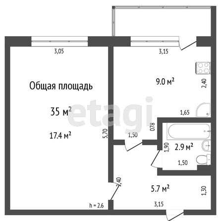 
   Продам 1-комнатную, 34.8 м², Александра Можайского ул, 7

. Фото 1.