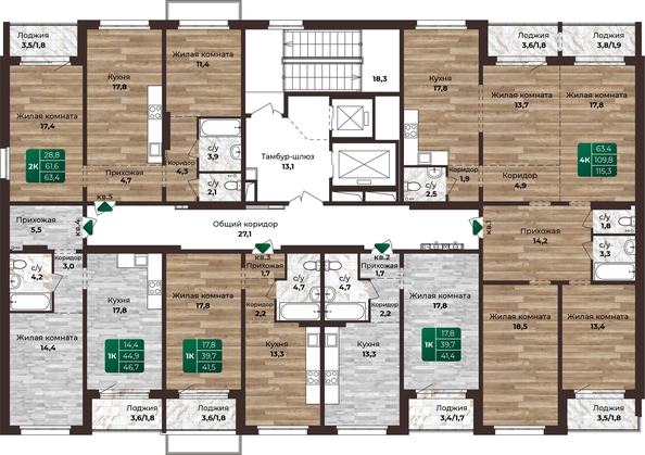 
   Продам 4-комнатную, 115.3 м², Шервуд, (Нагорная 6-я, 15в корп 2)

. Фото 1.