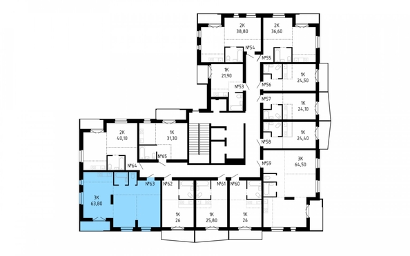 
   Продам 3-комнатную, 63.8 м², Smart (Смарт)

. Фото 12.