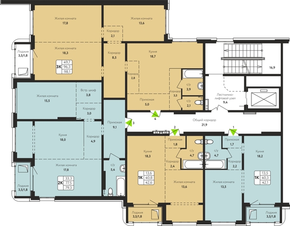 
  Продается студия, 42.6 м², ЖК Шотландия, Солнечная поляна 69
. Фото 1.