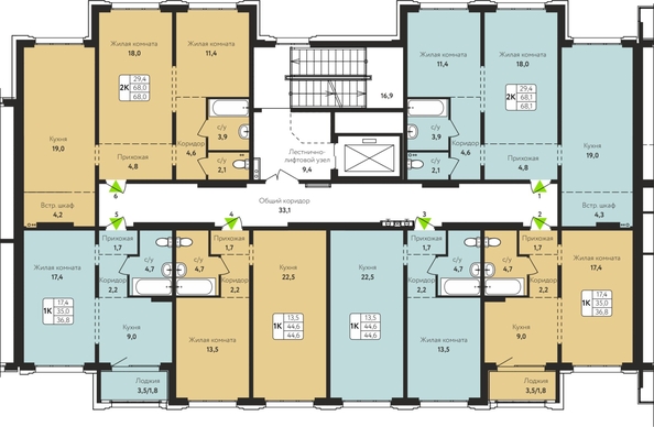
  Продается 2-комн. квартира, 68 м², ЖК Шотландия, Солнечная поляна 69
. Фото 1.