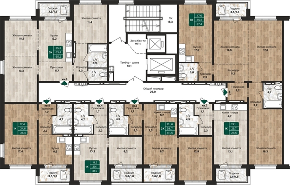 
  Продается 3-комн. квартира, 87.4 м², ЖК Камчатка, корпус 1
. Фото 1.