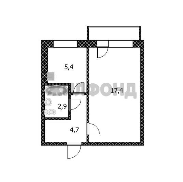 
  Продается 1-комн. квартира, 30.4 м², Юрина ул
. Фото 15.