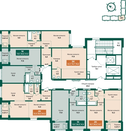 
  Продается 1-комн. квартира 41.6 м², в ЖК Камчатка, корпус 6/3. Фото 1.
