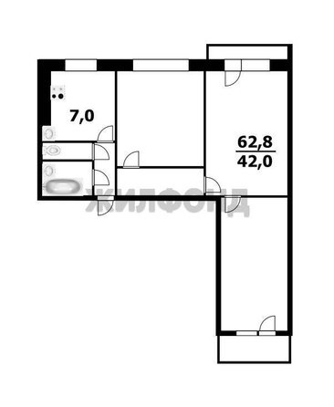 
  Продается 3-комн. квартира 62.8 м². Фото 5.