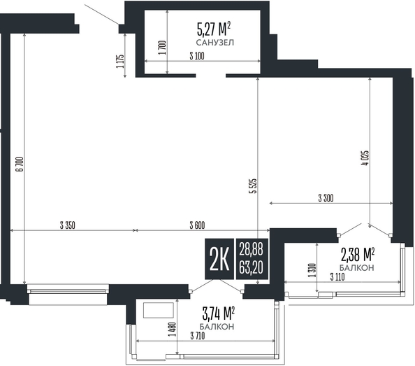 
  Продается 2-комн. квартира 63.2 м², в ЖК Опера Резиденс. Фото 1.