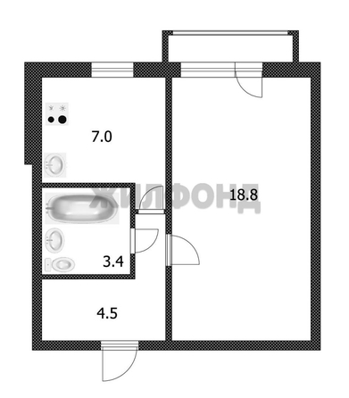 
  Продается 1-комн. квартира 34 м². Фото 13.