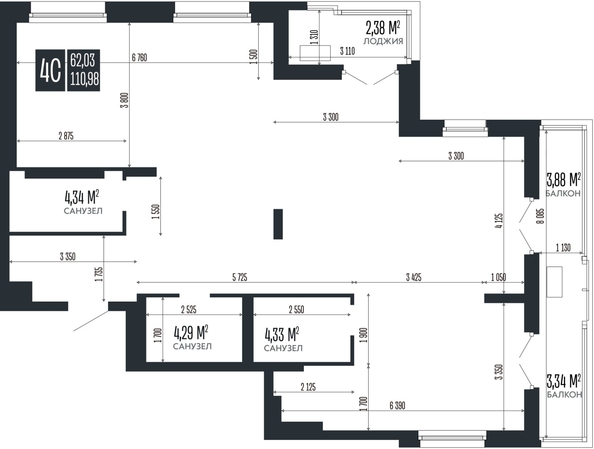 
  Продается 4-комн. квартира 110.98 м², в ЖК Опера Резиденс. Фото 2.
