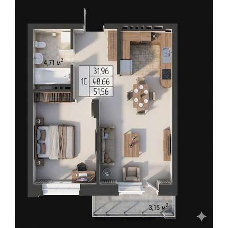 
  Продается студия 49.9 м², в ЖК Олимп . Фото 1.
