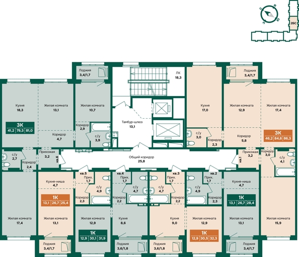 
  Продается 1-комн. квартира 28.4 м², в ЖК Камчатка, корпус 6/3. Фото 1.