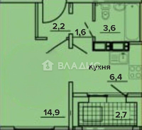 
  Продается 1-комн. квартира, 29.65 м², д. 2/2
. Фото 5.