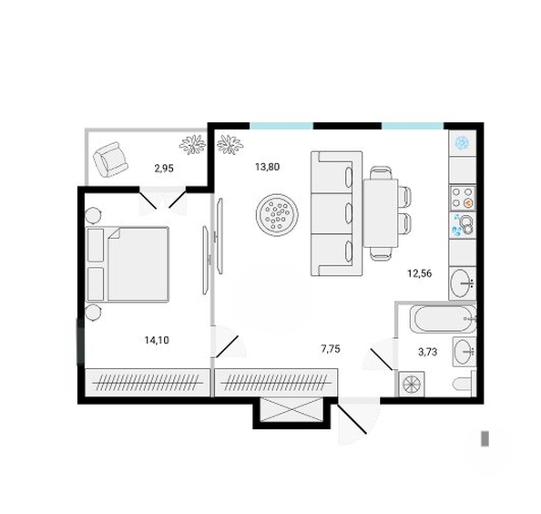 
  Продается 2-комн. квартира 52.97 м², в ЖК Ёлки, дом 3. Фото 1.
