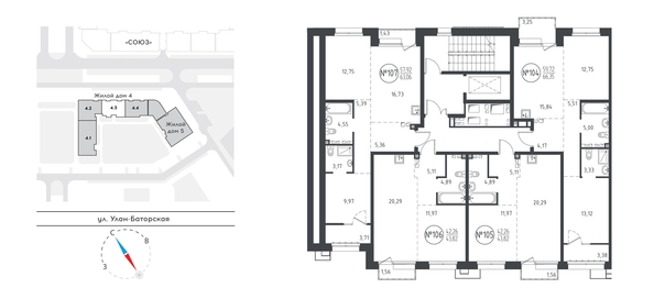 
   Продам 1-комнатную, 43.59 м², СОЮЗ PRIORITY, дом 4

. Фото 2.