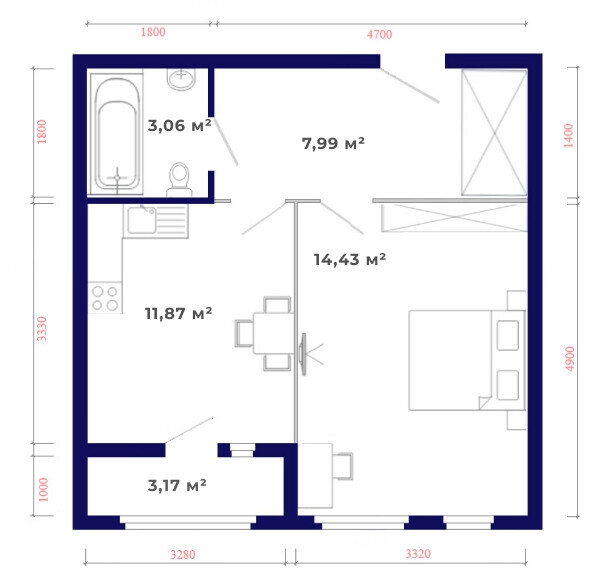 
   Продам 1-комнатную, 40.52 м², Юго-Западный, дом 17

. Фото 6.