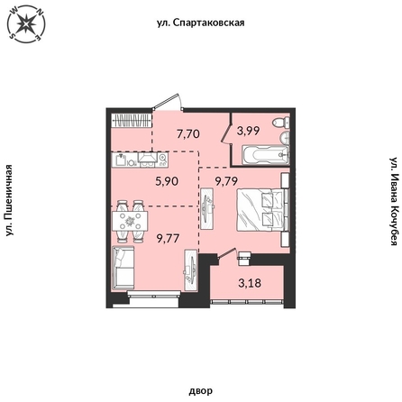 
   Продам 1-комнатную, 40.33 м², Источник, дом 5

. Фото 1.