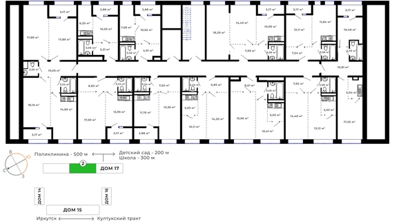 
   Продам 2-комнатную, 43.53 м², Юго-Западный, дом 17

. Фото 14.