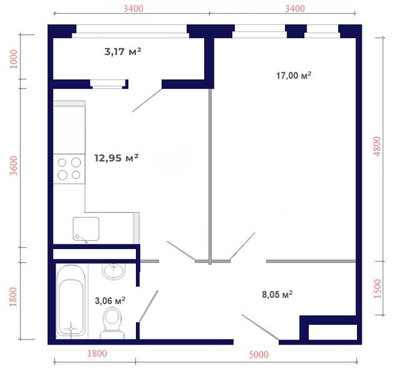 
   Продам 1-комнатную, 44.23 м², Юго-Западный, дом 17

. Фото 5.