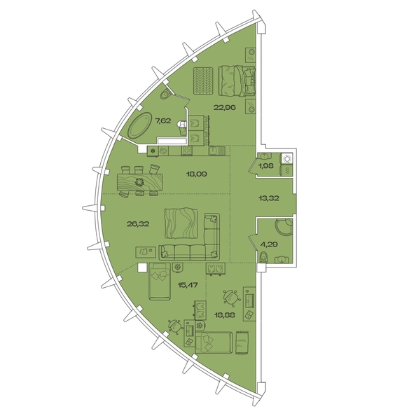 
  Продается 4-комн. квартира, 128.9 м², ЖК Звезды, дом 1
. Фото 1.