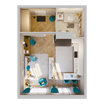 
  Продается 1-комн. квартира, 33.82 м², ЖК RIVERANG (РиверАнг)
. Фото 2.