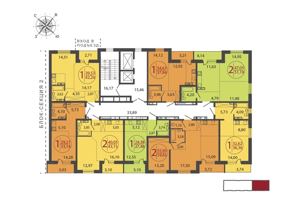 
  Продается 2-комн. квартира, 59.65 м², ЖК ЛЕРМОНТОВ ПАРК, дом 1
. Фото 6.