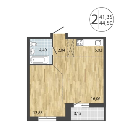 
  Продается 2-комн. квартира, 44.5 м², ЖК ЛЕРМОНТОВ ПАРК, дом 1
. Фото 6.