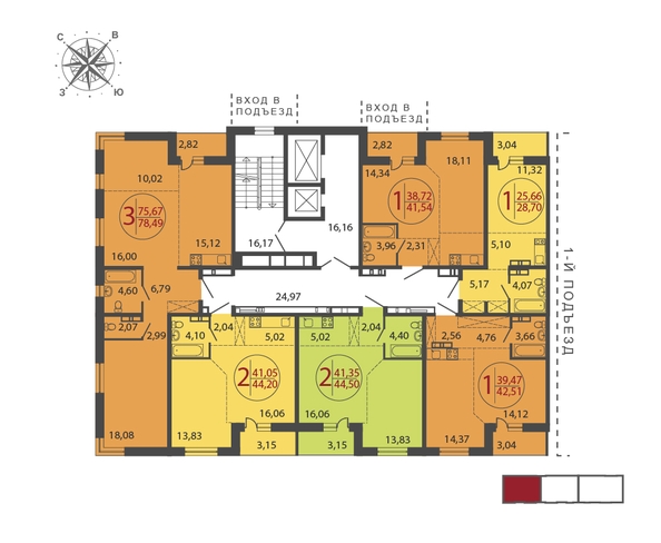 
  Продается 3-комн. квартира, 78.49 м², ЖК ЛЕРМОНТОВ ПАРК, дом 1
. Фото 13.