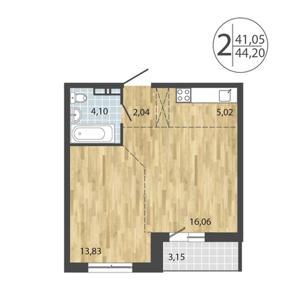 
  Продается 2-комн. квартира, 44.2 м², ЖК ЛЕРМОНТОВ ПАРК, дом 1
. Фото 11.