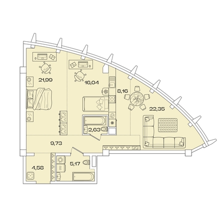
  Продается 3-комн. квартира, 90.65 м², ЖК Звезды, дом 2
. Фото 1.